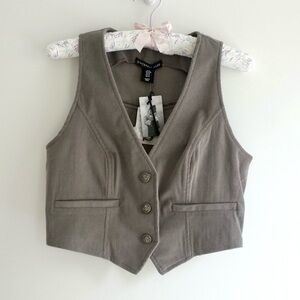 New With Tags Grey Button Front Vest